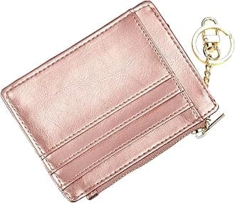 Slim RFID Credit Card Holder for Women Mini Front Pocket Wallet Purse With Keychain