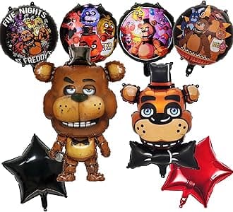 – 8 Pcs FNAF Foil Balloons Five Nights at Freddy's Birthday Party Decorations Supplies