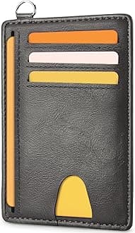 Mayski Slim Wallet, Credit Card Holder for Women, Minimalist Front Pocket RFID Blocking Card Cases, Small Wallet Women Men(Oiled Wax Grey)