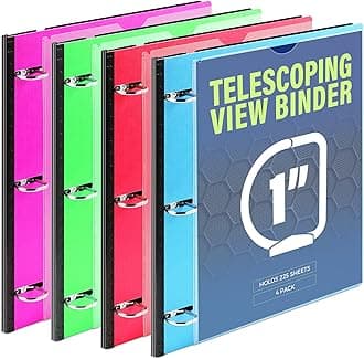 WOT I 1 Inch Telescoping 3 Ring Binder 4PCS, Expandable Flexible Binder - Pat...