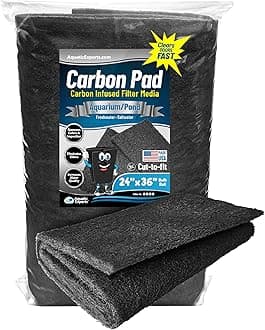 Aquarium Carbon Pad – Cut‑to‑Fit Carbon Infused Filter Pad Media for Crystal Clear Fish Tanks and Ponds, 3/8"–1/2" Thick (24 Inch Width, 36 Inch Long)