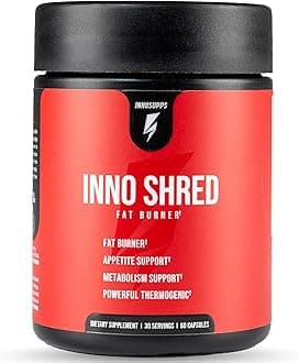 InnoSupps Inno Shred - Day Time Fat Burner | 100mg Capsimax, Grains of Paradise, Organic Caffeine, Green Tea Extract, Appee Suppressant, Weight Loss Support (60 Veggie Capsules) | (with Stimulant)