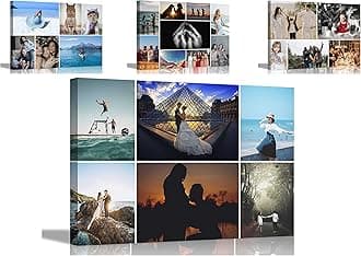 Artley Prints 6 Photos on Custom Canvas Prints Personalised Wall Art Hanging Decor for Home Office Baby, Wedding, Selfie Photos 86 x 61cm (34 x 24 inches) A1