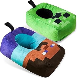 Minecraft Boys Slippers, Cosy Creeper Indoor House Shoes - Gamer Gifts for Boys