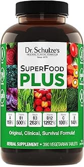 Dr. Schulze's SuperFood Plus - Everyday Superfood Supplement to Support Overall Wellness - Clean, Quality Nutrition - Supports Metabolism & Daily Energy - Gluten-Free & Dairy-Free - 390 Tablets