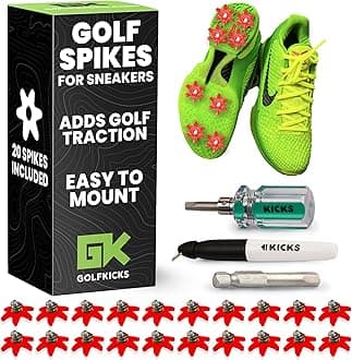 Golfkicks Golf Traction Kit for Sneakers with DIY Golf Spikes - Add Soft Spikes to Almost Any Shoe, 20 Count