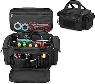 Rexmica Small Tool Organiser with Anti-friction and Thick Padded Bottom, Tactical Range Bag for Men, Multi-functional Work Bag for Repairman, Electrician, Carpenters, Black