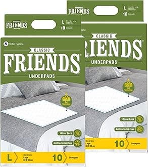 FRIENDS Ultrathin Underpads (2 Packs) - Disposable Incontinence Underpad - White