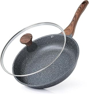 Nonstick Frying Pan Skillet with Lid, Omelet Pan with Cover, Healthy Egg Pan Chef's Pan, Kitchen Cooking Pan, Free of Intentionally Added PFOA (9.5inch + Glass Lid)