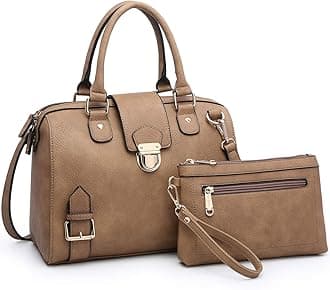 DaseinWomen Barrel Handbags Purses Fashion Satchel Bags Top Handle Shoulder Bags Vegan Leather Work Bag