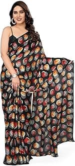 MIRCHI FASHION Women's Stylish Ethnic Chiffon Leheriya Printed Saree with Blouse Piece