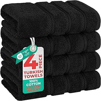 American Soft Linen Turkish Cotton Bath Towel Sets in 15 Colors Options & Styles, Maximum Softness & Absorbency (Black, Bath Hand Towel Set 6-Pack 16x28)