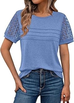 AUTOMET Women's Short Sleeve Shirts Dressy Lace Summer Tops 2025 Spring Trendy Casual T-Shirts Cute Work Outfits Blouses