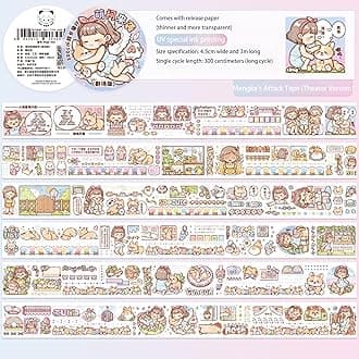 Paper Planner Sticker Tape Set Featuring Cartoon Mochi Characters - Perfect for Scrapbooking, Bullet Journaling, and Organization (X1601)