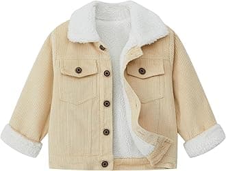 Morubut Toddler Boy Winter Thick Corduroy Coat Baby Boys Sherpa Lined Jacket Outwear