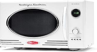 Nostalgia NRMO9WH Microwave Oven, 0.9 Cu. Ft. 800-Watts with LED Digital Display, Child Lock, Easy Clean Interior, White