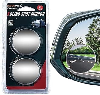 Performore 2 Pack Of Blind Spot Car Mirrors, 2 Inch Round Hd Glass Convex Rear View Wide Angle Side Mirror Blindspot With Self Adhesive Back For Universal Vehicles