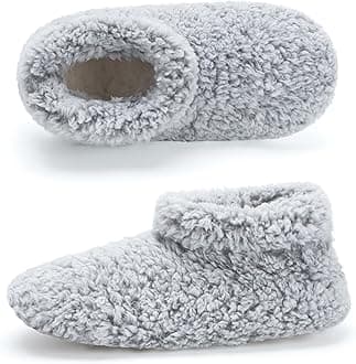 Fuzzy Slippers for Women Indoor, Warm Bedroom Slip On Shoes, Winter Fluffy House Socks with Grippers, Cozy Christmas Gifts Unique