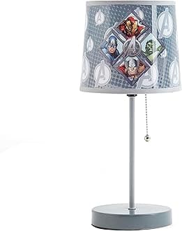 IDEA NUOVA Marvel Avengers Stick Table Kids Lamp With Pull Chain, Themed Printed Decorative Shade