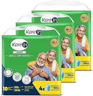 KareIn Classic Adult Diaper Pants, XXL-XXXL, 101-165 Cm (40"- 65"), 30 Count, Unisex, Leakproof, Elastic Waist, Wetness Indicator