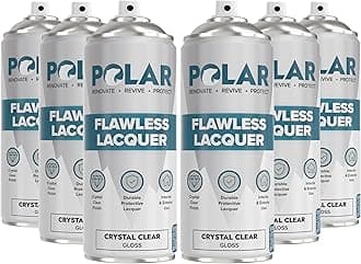 Polar Flawless Lacquer Spray - 6x400ml, Clear - Protective Coating for Wood, Ceramic, Glass, Plastic & Metal - Scratch Resistant & UV Protection - Primer for DIY, Interior & Exterior - Gloss Finish