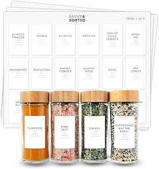 Minimalist Spice Labels for Spice Jars - 146 Spice Jar Labels Stickers for Containers, Waterproof Spice Stickers Preprinted - Spice Organising Herb Seasoning Kitchen Pantry Organization