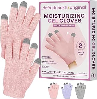 Dr. Frederick’s Original Moisturizing Gel Gloves – Deep Moisturizing and Fast Relief for Dry Hands – Touchscreen-Friendly – Mango Butter, Shea Butter, Jojoba, & Coconut Oil - Plush Pink