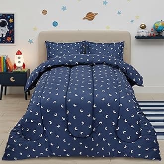 Utopia Bedding Moon Kids Comforter Set with 2 Pillow Shams, 3 Piece Soft Microfiber Twin Bed Comforter with Pillow Shams, Printed Kids Bedding for Boys and Girls, Lightweight, Breathable,Easy Care