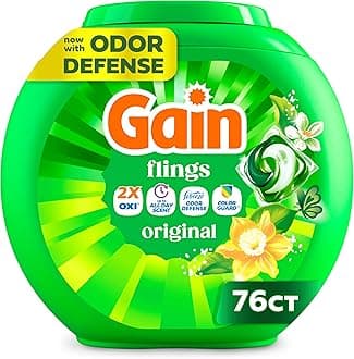 flings Laundry Detergent Soap Pacs HE Compatible Long Lasting Scent, Original Scent, 76 Count