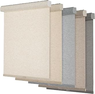 Persilux Light Filtering Roller Shades for Windows,Cordless,Linen Fabric,Roller Blinds,Thermal Insulated Fabric UV Protection Shades for Home,Office,Bedroom,Door,Light Filtering-Cream,48" W X 72" H