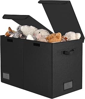 GRANNY SAYS Toy Chest with Lids, Foldable Toy Storage Organizer with Handles, Stuffed Animal Storage for Nursery Room Playroom, Living Room, Large Toy Box for Boys and Girls, Black