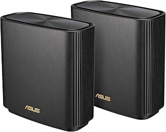 ASUSXT8 WIFI AX6600 Tri Band Mesh WIFI 6 SYSTEM, Whole House Coverage Up to 5500 SQ FT and 6+ Bedrooms, Pack of 2 Black, ZenWiFi AX (XT8), 2 PACK BLACK