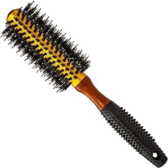 Small Round Blow Dry Brush - Boar Bristle, Thermal Ceramic Barrel, Professional Anti-Static Roller Hair Brush for Styling and Blow Drying - 12 Row, For Short to Medium Hair - By Cantor