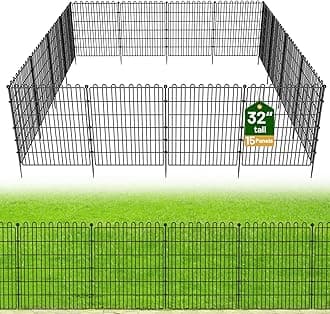 15 Panels No Dig Decorative Garden Fence for Yard, 32 in(H) X 35.4 ft(L) Animal Barrier Fencing for Outdoor Dog, Metal Portable Garden Fences for Borders, Pets, Landscape, Temporary Fence