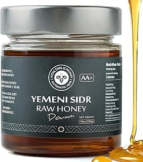 Raw Yemeni Sidr Honey AA+ Grade | Glass Jar | Unpasteurized, Unfiltered & Unheated | Authentic Monofloral Do’ani Sidr Honey from Sidr (Jujube Ziziphus) Trees | 100% Pure & Natural | 10oz / 284g
