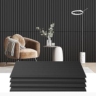 RITOLLO 4 Pack Wood Panels for Wall - 47.2"×23.6" Wood Slat Acoustic Panels for Wall, Soundproof Panels, 3D Fluted Panels for Interior Wall Decor (Matte Black)