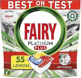 Fairy Platinum Plus All-in-One Dishwasher Tablets Bulk, Lemon, 55 Tablets