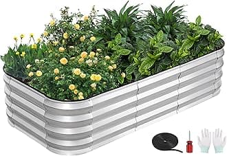 GoCampDirect3-in-1 Modular Raised Garden Bed Kit - Adjustable Sizes (4x2x1ft, 3x3x1ft, 5x1x1ft) - Heavy Duty Galvanized Steel Planter Box with Bracing Rods & Gloves for Vegetables, Fruits, Flowers