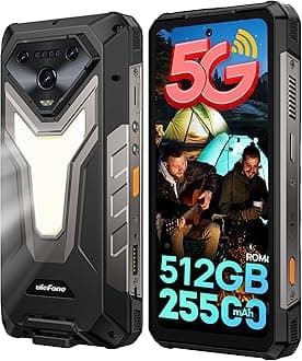 Armor 34 5G Rugged Smartphone, 512GB ROM 2TB Expand, 25500mAh 66W, Android 15, 6.95" 120Hz, 64MP Night Vision, MTK Dimensity 7300 Outdoor Waterproof IP68 Mobile Phones Unlocked, Dual SIM NFC