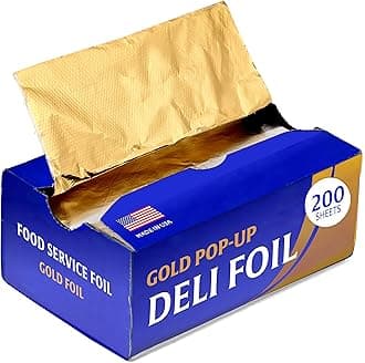 200 Count Pre-Cut Pop Up Wraps, 9” Gold Disposable Wrappers for Food or Hair Highlights – Stock Your Home