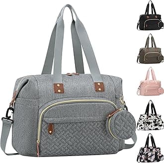 Diaper Bag Tote with Pacifier Case, Baby Bag for Women with Shoulder Straps, Travel Diaper Tote for for Mom and Dad Grey