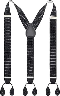 Y Back Button 1.4" Suspenders for Men with Stylish Leather Button Ends Long Lasting Stretch Ultimate Fashion