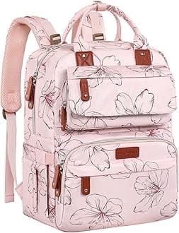 Diaper Bag Backpack, Baby Girl Diaper Bag for Mom, Large Pink Floral Diaper Bag Backpack for Girls, Waterproof Mom Backpack for Work Travel Holiday with Insulated Pockets and Stroller Straps