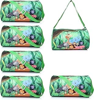 6 Pcs Jungle Theme Duffle Bag for Kids/Boys/Girls | Whimsical and Sturdy Bag | Best for Travel and Play | Return Gifts Birthday Party for Kids
