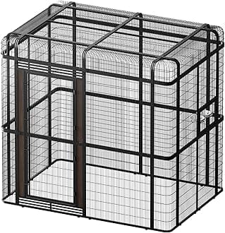 - Outdoor Large Walk-in Cage 87-inch Heavy Duty Bird Cage Carbon Crystal Board Aviary Parrot Cage Wide Flight Metal Birdcage for Macaw Budgie Conure Lovebird Parakeet Cockatiel, 7.22x5.25x6.8ft, Black