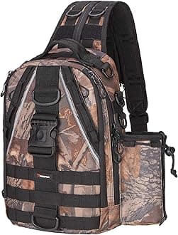 Piscifun Fishing Tackle Backpack with Rod & Gear Holder, Lightweight Outdoor Fishing Tackle Storage Bag, Water-Resistant Multifunctional Fishing Shoulder Pack for Fishing, Hiking, Hunting