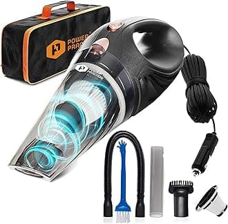 ThisWorx Car Vacuum Cleaner - Portable, Lightweight, Powerful, Handheld Vacuums w/Strong Suction, 3 Attachment Accessories, Carry Case - 12V, 4.8m Cord - Car Cleaning Kit