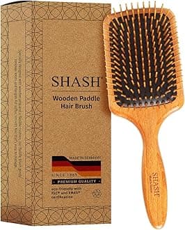 Since 1869 Made in Germany Wooden Paddle Brush - Gently Detangles, Styles, Conditions Hair with Minimal Frizz and Breakage - Safe for All Hair Types, Wet or Dry - Eco-Sourced Wood
