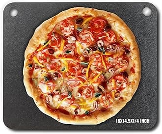 VEVOR Pizza Steel, 16" x 14.5" x 1/4" Pizza Steel Plate for Oven, Pre-Seasoned Carbon Steel Pizza Baking Stone with 20X Higher Conductivity, Heavy Duty Pizza Pan for Outdoor Grill, Indoor Oven