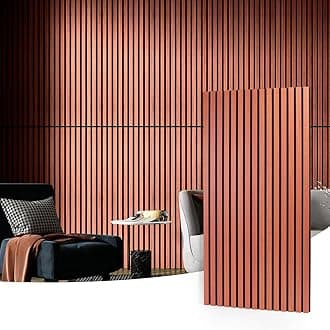 Art3d 2 Wood Slat Acoustic Panels for Wall and Ceiling - 3D Fluted Sound Absorbing Panel with Wood Finish - Cherry Covering 1.44㎡ClimatePartner certified